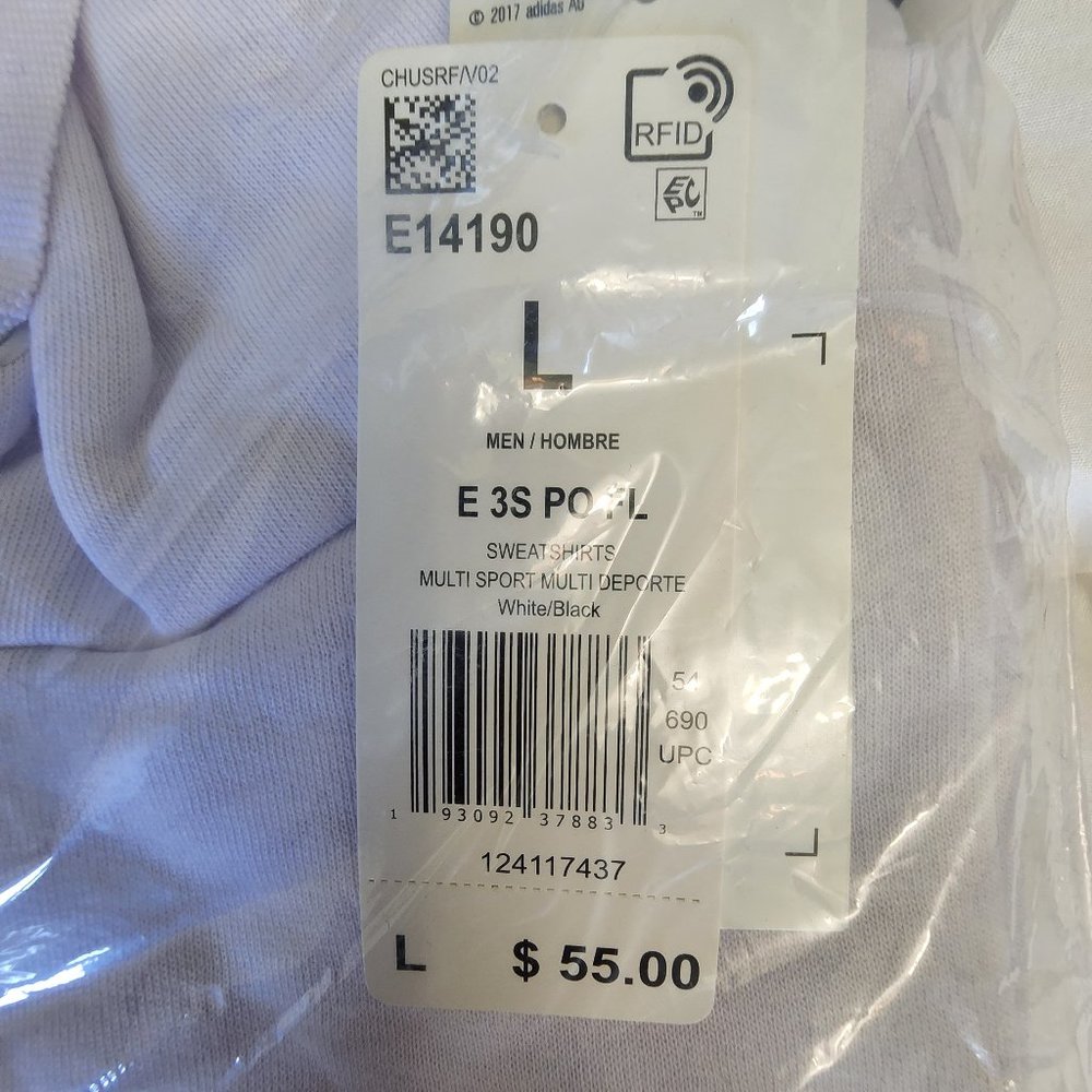 NWT Adidas L men's hoodie sweatshirt, white
